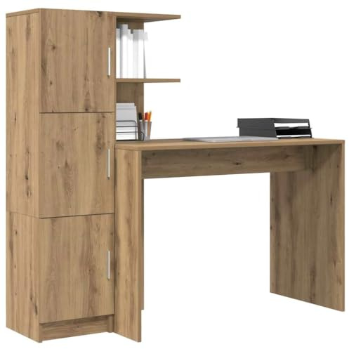 vidaXL Schreibtisch Artisan-Eiche 133,5 x 50 x 124 cm 2 STK. | Genug Platz, um deine Sachen ordentlich zu verstauen, Flexible Optionen für bequemes Einrichten, Mit einer Wandbefestigung,