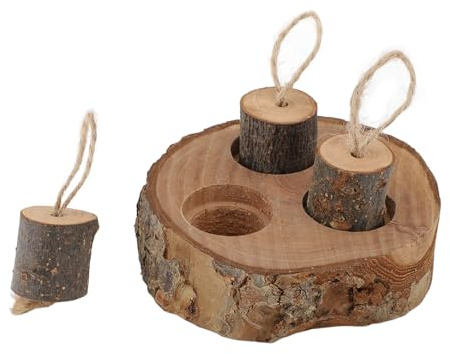 Riuulity Jouet de Recherche de Nourriture en Bois de Pommier pour Hamster, Décoratif, Améliore la santé des Dents des Hamsters, Gerbilles, Cochons d'Inde, Réduit L'ennui
