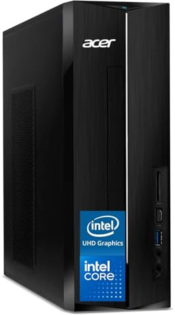 acer Ordinateur de bureau Aspire Business 2025, processeur Intel Dual-Core, design ultra silencieux, DVD-RW, lecteur de carte SD, double moniteur 4K, clavier et souris, Windows 11 (processeur Intel