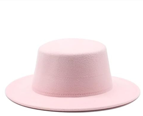 DJSKLDF Cylinderhatt Fall Winter Filthattar för ceremoni hattar med platt topp jazzmössor för flickor(Pink)
