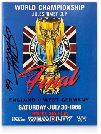 Exclusive Memorabilia Sir Geoff Hurst signé le programme de la Coupe du monde 1966