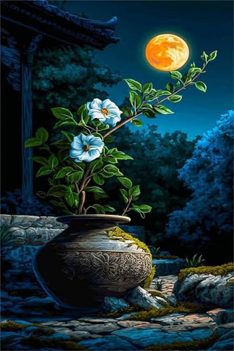 Puzzle 1000 Pieces Fleurs Lune, Jeux éducatif Défi Jouets Puzzles Classiques, Parfaitement Emboîtable Lettres au Dos, pour Vous Faciliter Le Travail pour Hommes Femmes Plus âgés 75 x 50 cm