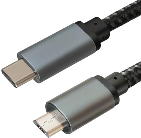 Câble OTG USB-C vers Micro-USB, 30cm, Câble doux au toucher, gaine tressée et souple de Recharge Rapide, Compatible avec MacBook (Pro), Huawei, Honor, Samsung, Xiaomi, OnePlus, Tablette, Kindles