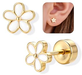 Adramata Pendientes Plata de Ley 925 Mujer Niña Pendiente Hipoalergenicos Pequeño Pendiente de Aretes con Mariposa Flor Corazón Pendientes Mujer Plata/Oro