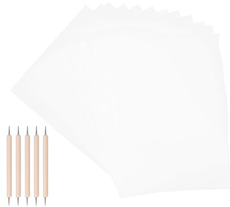 OATIPHO Graphit transferpapier mit Doppelseitigen Stylus Dotting Tools Kohlepapier zum Abpausen Holz Papier Stein Transparent Klare Konturübertragung für Kunst und Handwerk