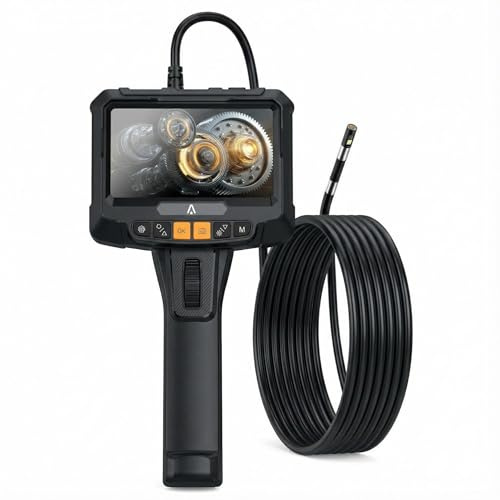 Garvee Industrial Endoscope, 5 1080P HD IPS Dual-Lens Articulating Borescope with LED Lights, IP67 Waterproof 5.56ft Inspection Camera for Automotive, Plumbing, HVAC, Includes 32GB Card