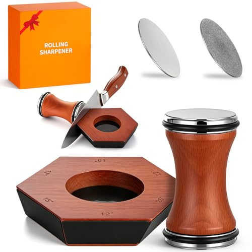 Aiguiseur Couteaux Professionnel avec 2 Lames de Rechange en Diamant Industriel, Angles d'Affûtage 12°/15°/17°/19°/22°/25°, Double Face Diamant Grain 400/1000, pour Couteaux Cuisine et Extérieur