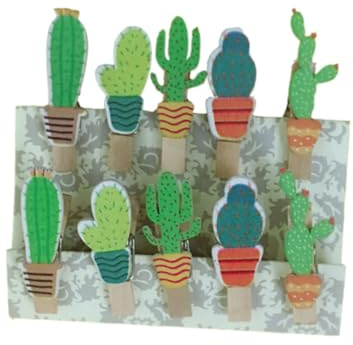 IMUSINICE 10 Pezzi Mollette di Legno Grandi Cactus Clip Robuste per Foto Decorazioni Natalizie e Articoli la Casa