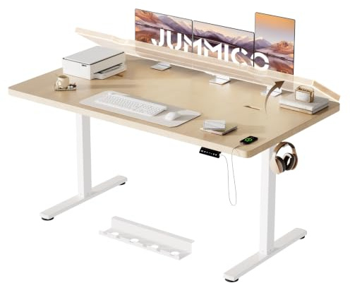 JUMMICO Höhenverstellbarer Schreibtisch 160x80cm mit Kabelmanagement