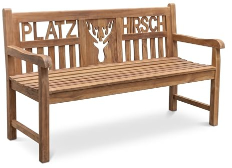 Garden Pleasure Teak Gartenbank PLATZHIRSCH 150 cm 3-sitzig mit Armlehne