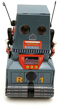 AYUNJIE Tin Toy MS371 Wind Up Toy Tank Robot Photography Props Vintage Collectible Kids Boys Girls Parent-Child Interaction