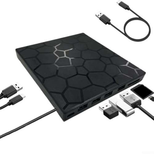Lettore CD DVD Portatile con Hub USB e Lettore per sd Lettore
