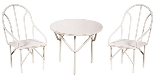 Rayher Sitzgruppe, Eisendraht, weiß lackiert, 3teilig, 2 Stühle, 1 Tisch, Miniaturmöbel, Dekoration Sitzgruppe, 46066102