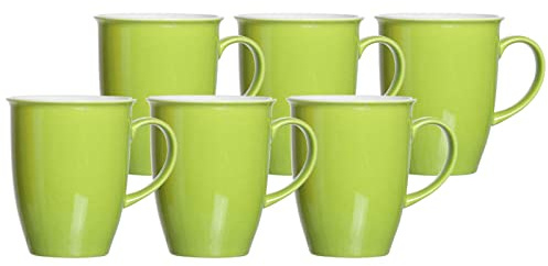 Ritzenhoff & Breker Doppio Kaffeebecher 6er Set, 320 ml, Grüne Henkelbecher aus Porzellan, Mix & Match Geschirr, Grün