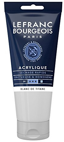Lefranc Bourgeois 300454 Fine Acrylfarbe - Titanweiss, 80ml Tube, cremige Acrylfarbe auf Wasserbasis, schnell trocknend, lichtecht, wasserfest