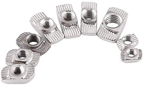 50Pz Dado a T-Scanalatura in Acciaio al Carbonio Placcato Nichelato, Dadi a T a Testa di Martello M4, M5, M6, M8 a Standard Europeo Profilo per Estrusione(EU30-M6 × 16,5 × 8)