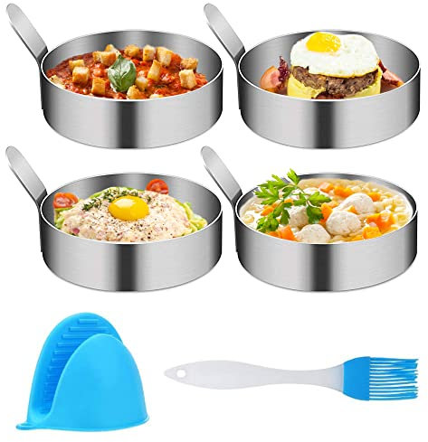 Aebitsry 4 Stück Spiegeleiformen, Edelstahl Ei Ringe Omelettform, Pancake Form für Spiegelei, Pfannkuchen, Omeletts