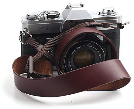 CANPIS Echtes Leder Kamera gurt Schnellverschluss, CP001 Vintage Kamera Schultergurt Hals ragegurt für Nikon Sony Pentax Leica Olympus Fuji Alle DSLR-Kamera (Braun)