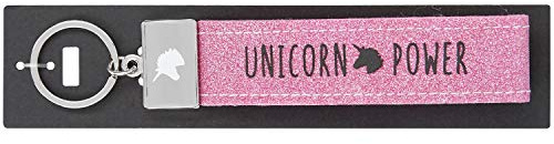 Depesche 4298-110 Schlaufen Schlüsselanhänger aus Filz, mit graviertem Metallabschluss und kultigem Aufdruck, Unicorn Power, pink, ca. 17 x 3 x 1 cm
