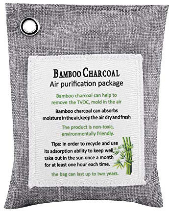 8 colores carbón activado purificador de olores de bambú eliminadores de olores bolsa purificadora de aire de carbón de bambú para desodorizador de coche en casa(Gris)