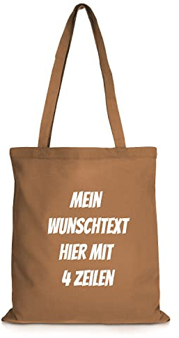 GERLINOVA Jutebeutel bedrucken mit Wunschtext, Stoffbeutel mit langen Henkeln, 100% Baumwolle
