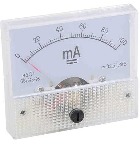 Amperímetro de panel analógico de CC, 85C1 Rectángulo 0~100MA Medidor de panel de medición de corriente de medidor de microamperios para circuito automático u otros dispositivos de medición de volta
