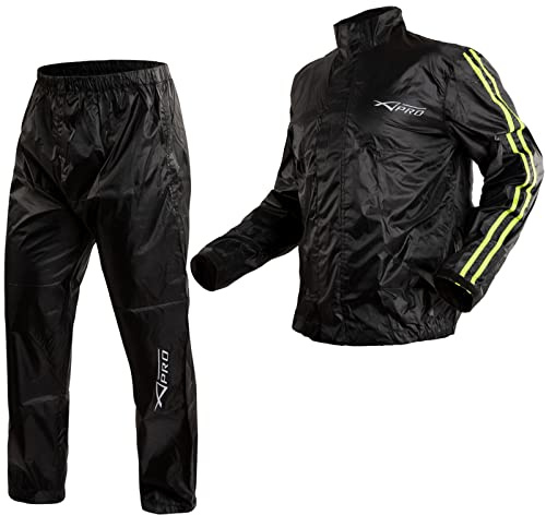 A-Pro Antipioggia Giacca Pantaloni Impermeabile Moto Scooter Alta Visibilità FLUO XL