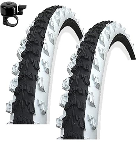 2 x Kenda K-829 20 MTB Fahrradreifen Fahrradmantel Schwarz/Weiß 50-406 (20 x 2.00) inkl. Fahrradklingel