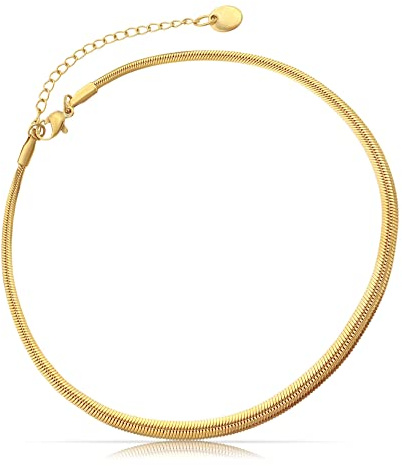 Made by Nami Edelstahl Damen Fußkettchen mit starkem Karabiner-Verschluss - im angesagten Schlangen-Design - Frauen Fußkette Gold oder Silber - Mädchen Fußschmuck - Geschenk für Sie