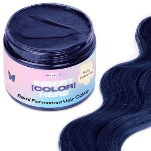 INH Semi Permanent Hair Color | Color Depositing Conditioner | Blue Black Hair Dye | No Bleach & No Peroxide Temporary Tint for Women & Men | Vegan, Ammonia Free, & Sulfate Free | Ready to Use, 6oz