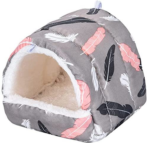 Koomuao Kleintierhöhle für Chinchilla,Kleine Tier Plüsch Höhle,Waschbar Kaninchen Kuschelhöhle,Kuscheln Schlafsack Für Zwergkaninchen/Chinchilla/Hamster (15 * 15 cm, Grau)