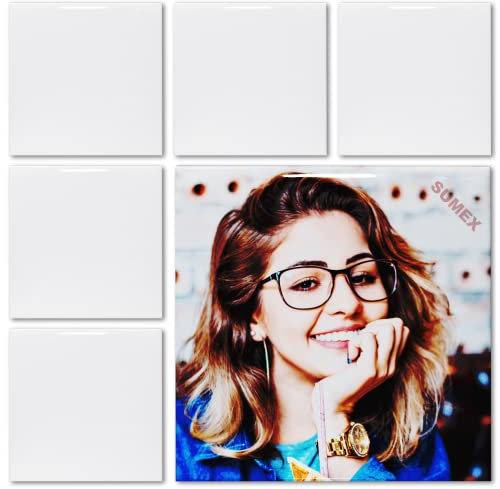 Sumex Lot de 6 carreaux de céramique blancs brillants pour travaux manuels, presse à chaud (20 x 20 cm)