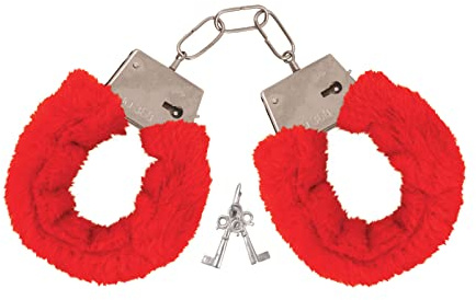 labreeze Sexy Fell Flauschige Handschellen mit Schlüssel Junggesellinnenabschied Valentinstag Erwachsene Verkleidung Party Zubehör (Rot)
