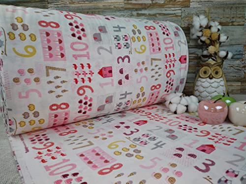 240cm Extrabreit Flanell Baumwolle Stoff Meterware ab 50cm 100% Baumwollstoff Stoffe Bastelstoff ÖKO-TEX Ranforce Kinderstoffe Kinder Patch Adventskalender Babystoffe Baby Elefant VF0K0006 (MUSTER 1)