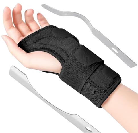 MILAIUN handledsstöd med metallskena-stabilisator-justerbar dag-natt handledsbandage för män kvinnor handled bandage för tendinit artrit (L/XL, vänster hand)