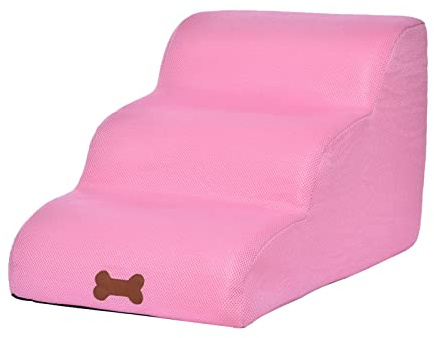 Hundetreppe 3 Stufen Kleine Hunde Haustiertreppe Hundetreppe Hundestufen Aus Hochdichtem Schaumstoff 3-stufiges Haustier-Klettertreppen-Hundesofa Für Sofa Bett, Tragbar