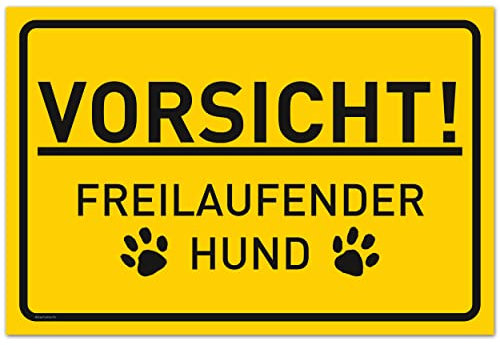 Schild Vorsicht Hund (30x20 cm Kunststoff) Warnung vor dem Hund Schilder - Schild Hund Warnung aus hochwertigem Kunststoff - Hundeschilder Warnung