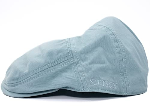 Stetson Paradise Cotton skärmmössa för män – platt keps med UV-skydd 40+ – herrmössa av bomull – platt mössa, storlekar S–XXL – skjutmössa sommar/vinter, Ljusblå, 58-59