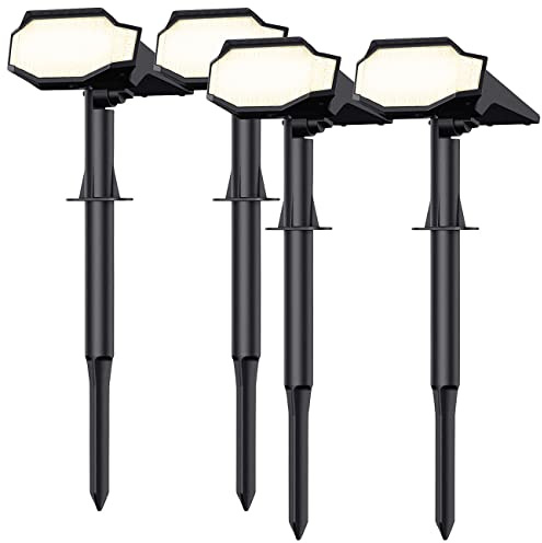 Luminea Solarspot: 4er-Set High-Power-Solar-LED-Gartenspots, 650 lm, IP65, warmweiß (LED Solar Gartenstrahler, Solarstrahler außen, Lampe)