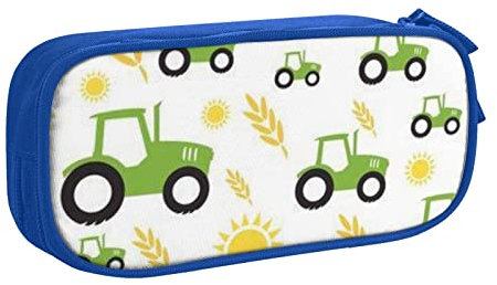 FLYIFE Traktor Farming Große Federtasche mit 2 Fächern Federmäppchen Federmäppchen Bleistiftbeutel Tasche Organizer für Mädchen Jungen Student Schule Büro Universität, blau, Einheitsgröße, Schulranzen
