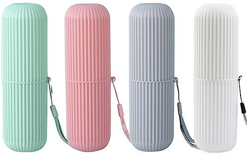ANNCHILIO 4 Stück Zahnbürsten Etui Reise Set - Tragbar Zahnbürstenhülle, Zahnputzbecher Reisen, Zahnbürsten Etui Kinder, Zahnbürste Reiseetui, für Camping im Freien, Reisen und Geschäftsreise
