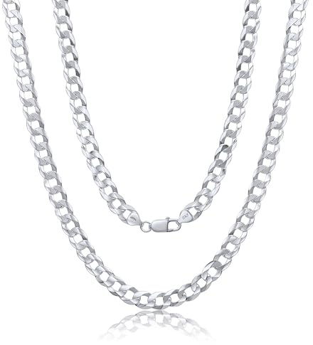 AKA Gioielli® - Herren Kette Echtsilber 925-9mm Cuban Panzerkette Silber 925 Massiv - 55 cm lang