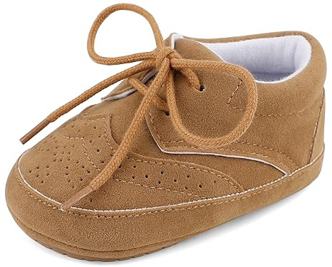 LACOFIA Scarpe Elegante Neonato Maschio Scarpe Primi Passi Bimbo Antiscivolo Marrone 6-12 Mesi