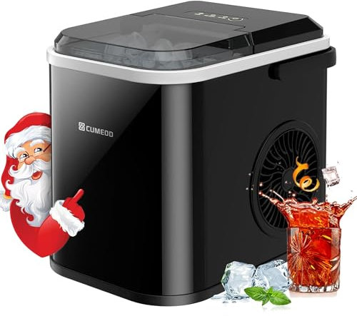 Ice Maker Machine, CUMEOD Countertop Ice Cube Maker with LED Display, Ice Cubes Ready in 6-10 Minutes, Make 12kg 24 Hrs, No Plumbing Self-Cleaning with Ice Scoop & Basket for Home/Office/Bar, 120W