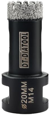 DT-DIATOOL Diamond Core Drill Bit 20mm - Diamond Hole Saw for Porcelain Tile Ceramic Tile Marble Granite M14 Thread