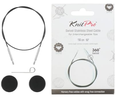 KnitPro K10677 Kabel, Gemischt, Schwarz/Silber, 150cm