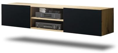 bogart Loftia Mini TV-Schrank, Hängend, 160 cm, Modernes Design, 2 Türen, 2 Nischen, Ohne Griffe