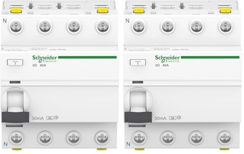 Schneider A9Z21440 Disjoncteur différentiel iID, 4P, 40A, 30mA type A, Blanc (Lot de 2)