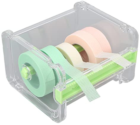 Klebebandabroller Schneider, 10 x 9 x 7 cm Transparenter Abdeckbandabroller Sichtbarer Rollenband Halter Organizer für Zuhause, Büro, Schule(Grün)