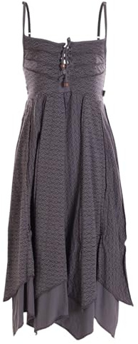 Vishes Damen Sommerkleid in Grau mit Spaghettiträgern I Größe L (40) I 100% Baumwolle I Stylisches Sommerkleid für Freizeit & Alltag I Nachhaltige Alternative Bekleidung